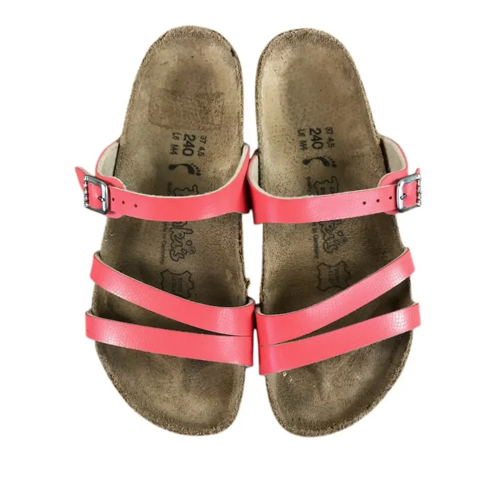 BIRKI'S Leather Strapy Sandal L6/M4 Coral Everyday Resort Coastal Made In German